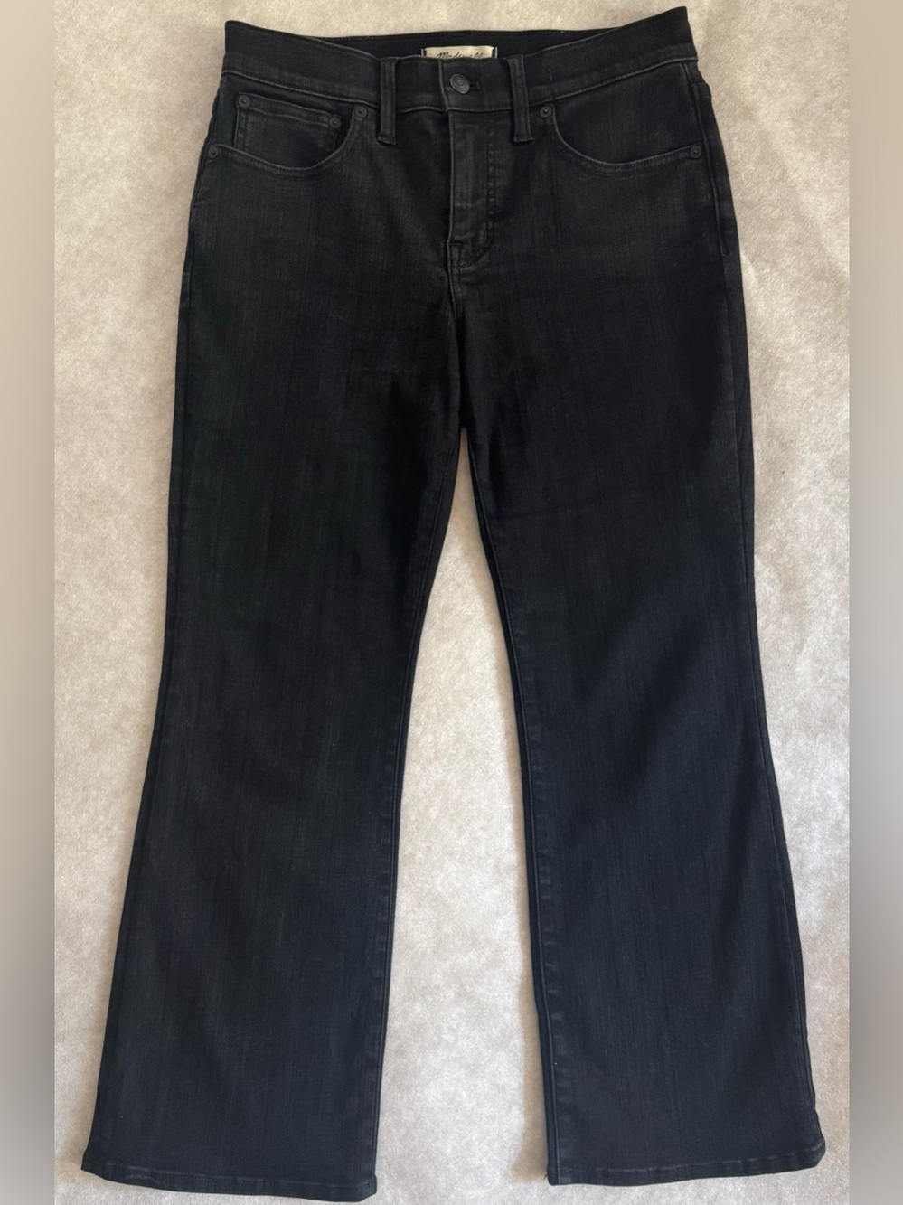 Madewell Kick Out Crop Denim Jeans, Mid Rise, Black Rinse Wash, Size 28P